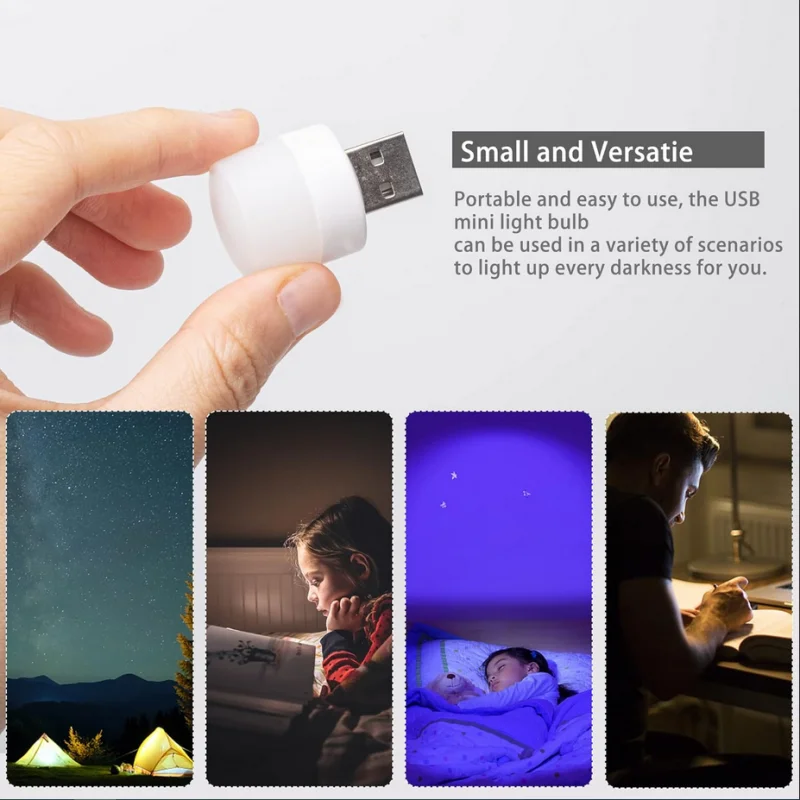 USB Night Light Mini LED Night Light USB Plug Lamp Power Bank Charging USB Book Lights Small Round Reading