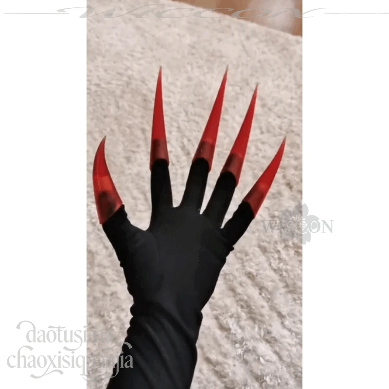 

Hotel Cosplay Props Demon Red Radio Style Claw Nails 3D PLA Fingernails And Gloves Set