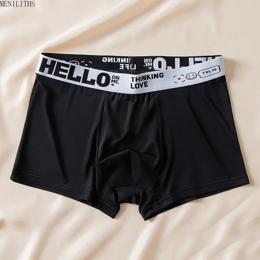 5pcs/set Men Boxer Shorts Ice Silk Men's Underwear Summer Breathable Plus Size Underpants U Convex Lingerie Cool Sexy Panties