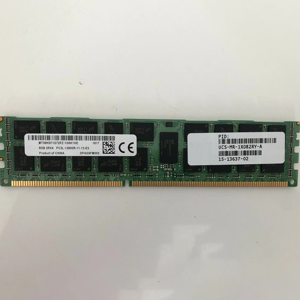 Piezas de memoria RAM DDR3 13637 ECC REG, memoria de servidor, envío rápido, alta calidad, funciona bien, 1 UCS-MR-1X082RY-A, 15-1600, 02, 8GB, 8G, PC3L-12800R