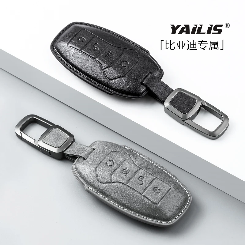 For BYD Dolphin Qin plus dmi Han ev Song pro Yuan plus Tang dmi Frigate 07 Full leather keycase Simple key chain