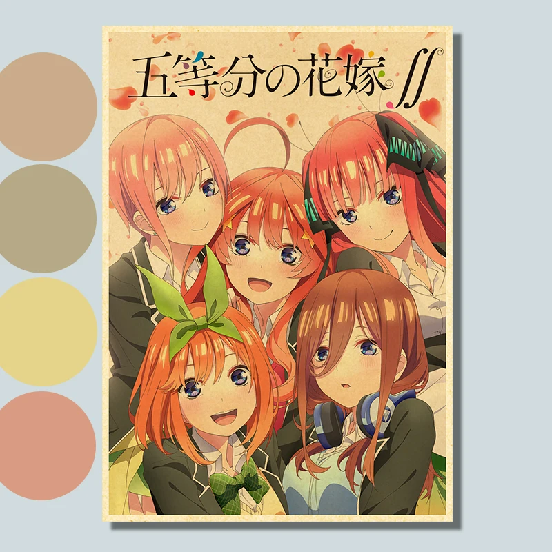 Anime Posters Go-toubun no Hanayome Wall Poster Vintage Kraft Paper Printed Home Living Room Wall Stickers Art Painting