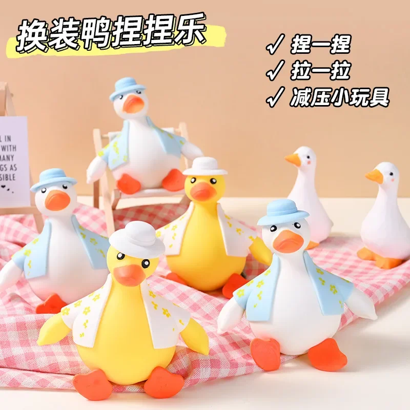Squishy Duck Stress Relief Toy Yellow Dress Up Slow Rising Squeeze Fidget Toy Student Vent Toy for Kids and Adults