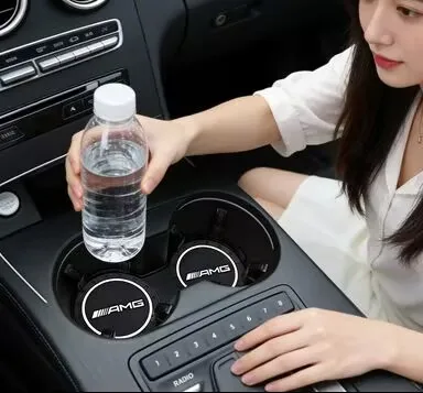 

PVC Car Coasters Water Cup Slots Non-Slip Mat Water Cup Pad Accessories For MERCEDES BENZ AMG W203 W205 W206 W166 X253 X205 C180