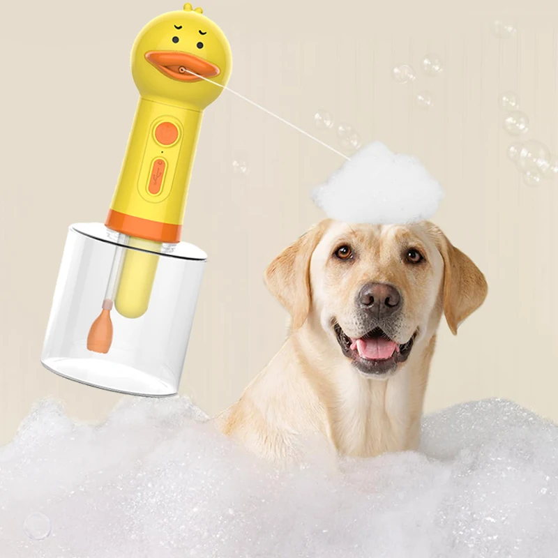 Yellow Duck Pet Cleaning Bathing Electric Foam Machine Usb Charging Automatic Soap Dispenser Foam Machine Pet Accessories