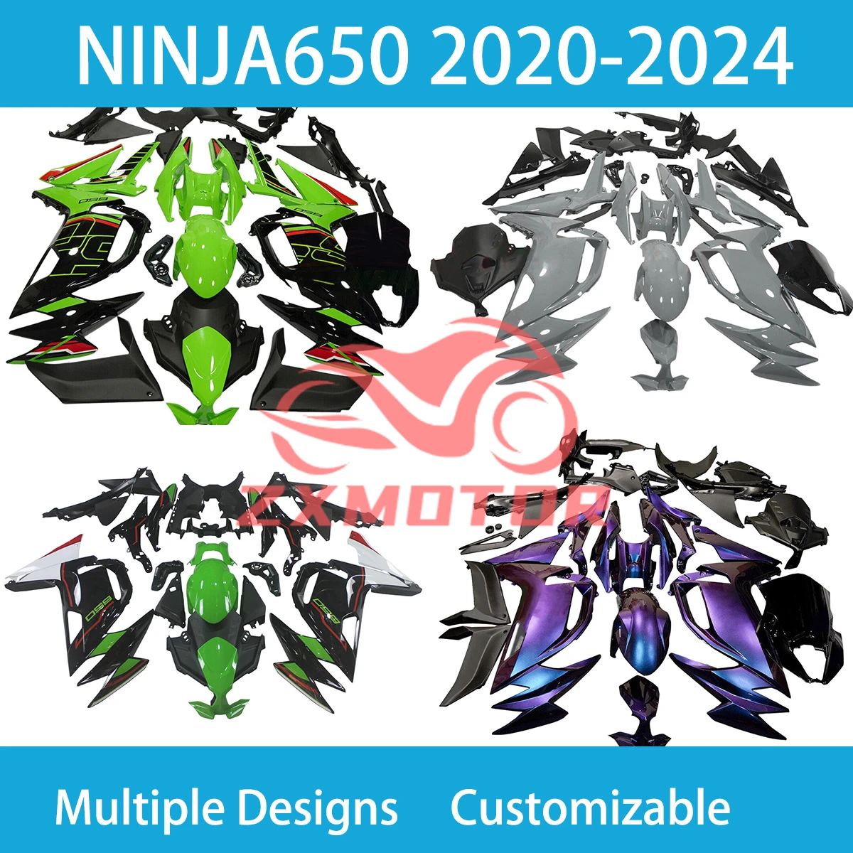 For KAWASAKI ER-6F 2020 2021 2022 2023 2024 ABS Fairing Set NINJA650 Aftermarket ABS Plastic Fairings Body Parts Kit