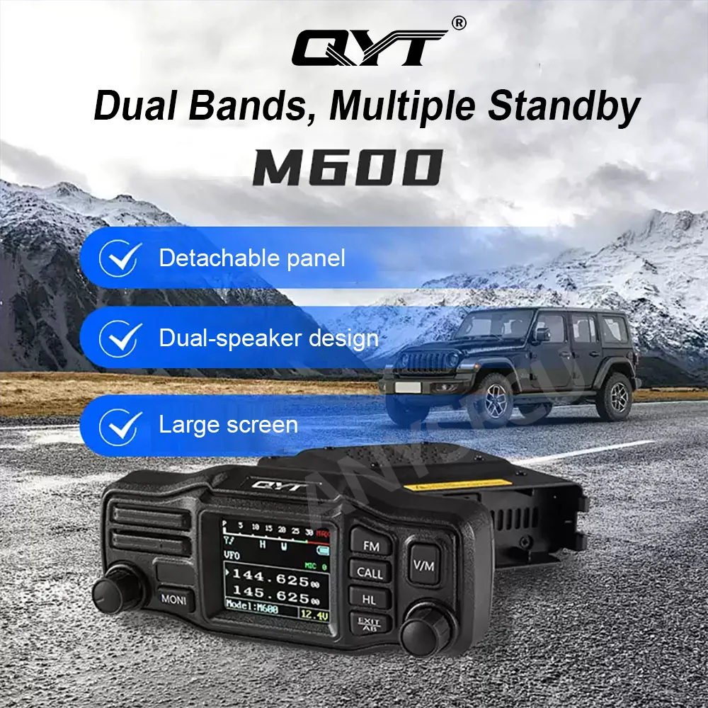 QYT  Dual Band Mobile Radio M600 VHF 136-174MHz UHF 400-480MHz 25W/20W 200CH Separate Panel Car Walkie Talkie