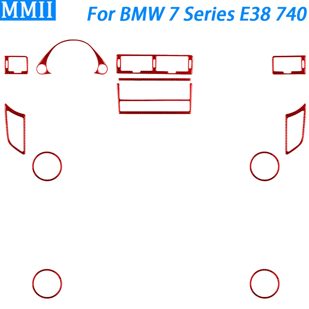 

For BMW 7 Series E38 740 1994-2001 Red Carbon Fiber Air Outlet Radio Speaker Speedometer Panel Car Interior Accessories Sticker