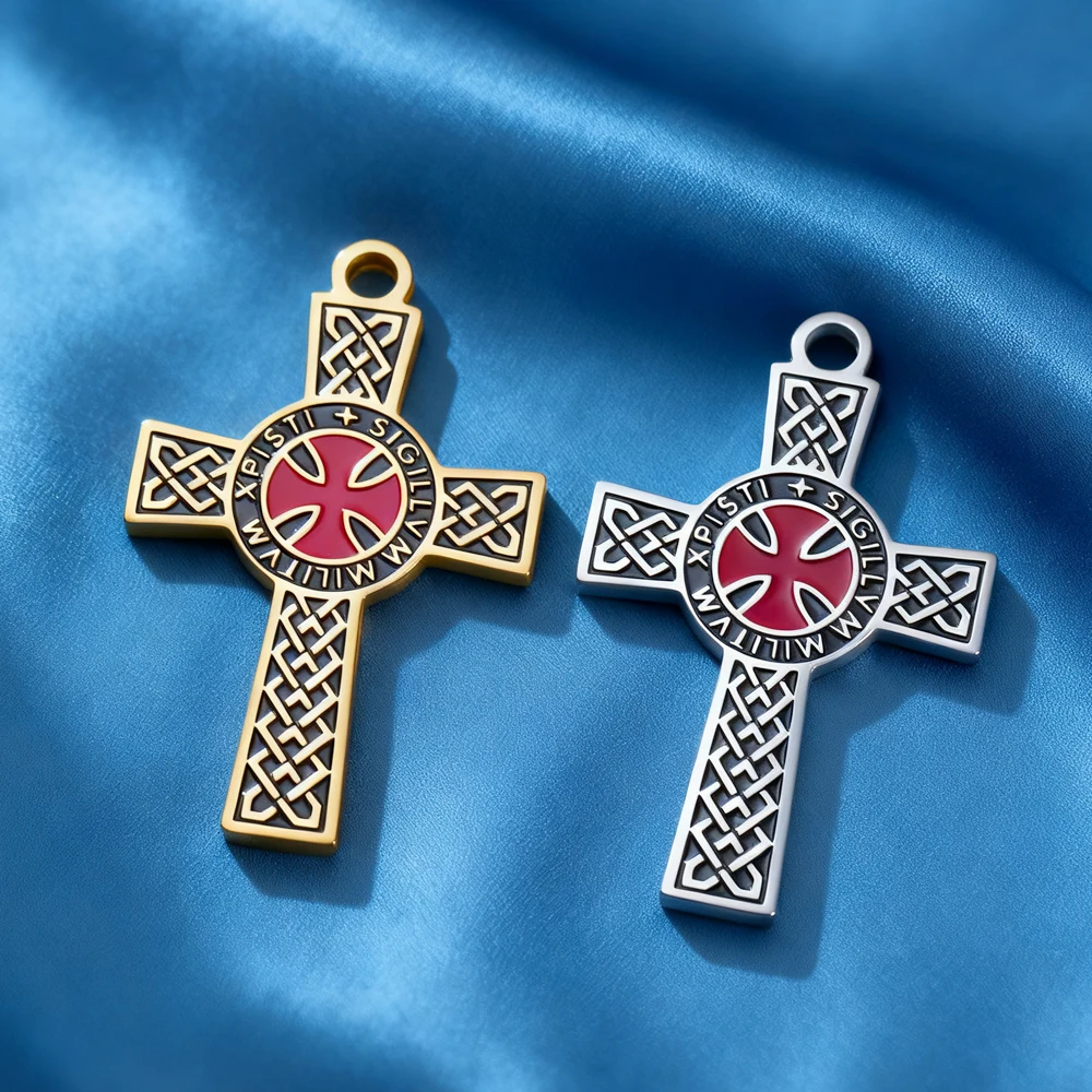 Dawapara Templar Cross Pendant for Jewelry Making Holy Knight Religious Protection Amulet Stainless Steel Charm DIY Accessories