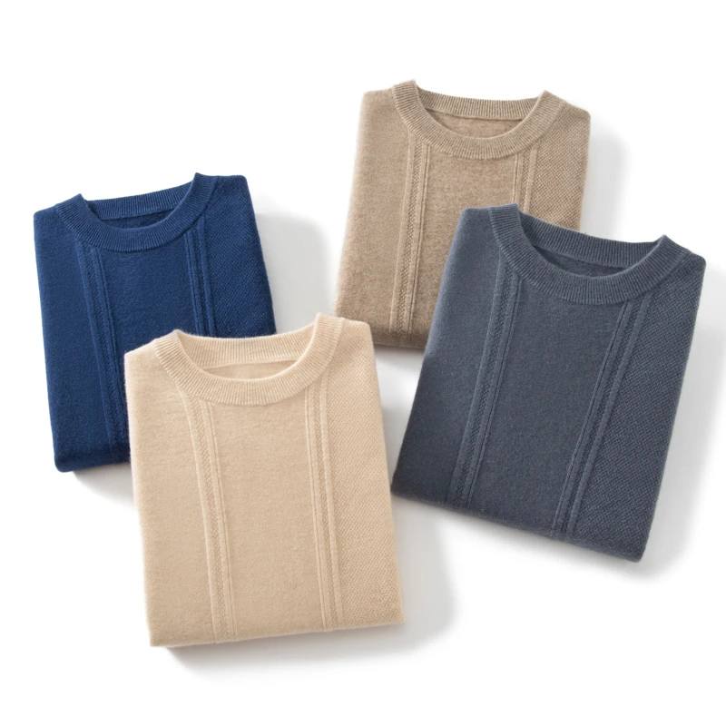 เสื้อสเวตเตอร์คอโอ แขนยาว ลายทางแนวตั้ง ผ้าแคชเมียร์ 100% สำหรับผู้ชาย สไตล์ธุรกิจ ทันสมัย ใส่ได้ทั้งฤดูใบไม้ร่วงและฤดูหนาว เนื้อผ้านุ่ม อุ่นสบาย เหมาะสำหรับใส่เป็นเสื้อตัวใน