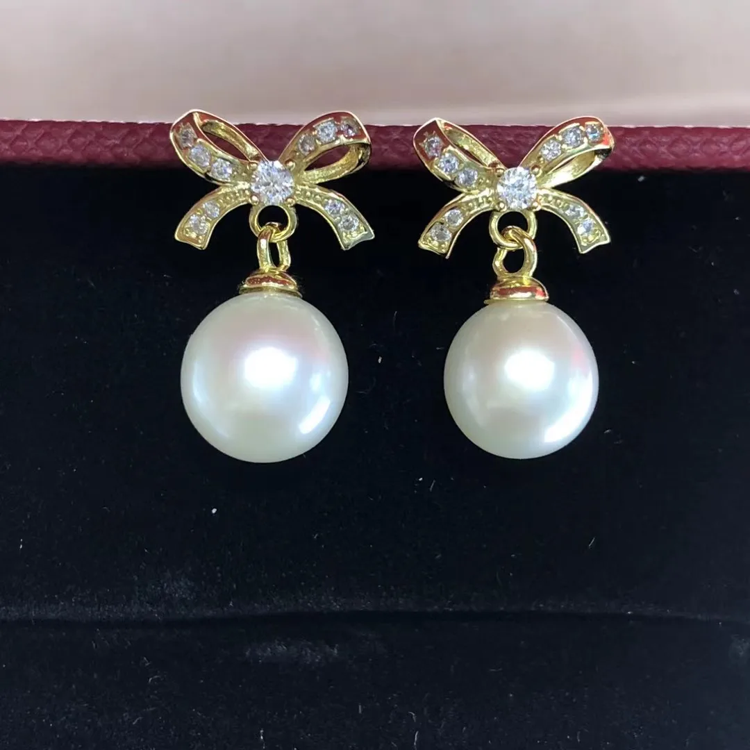 

Серьги из стерлингового серебра 925 пробы в форме банта, фурнитура для крепления, базовые монтажные детали, аксессуар для жемчуга 6-8 мм, 5 пар/лот