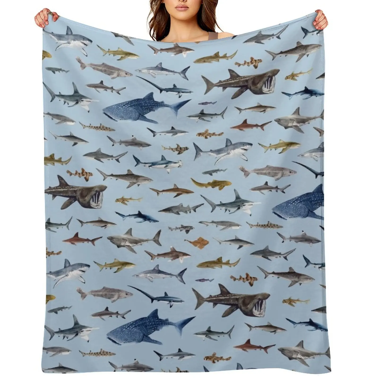 

SHARKS poster-light blue Throw Blanket Luxury Thicken for sofa Single Heavy Blankets