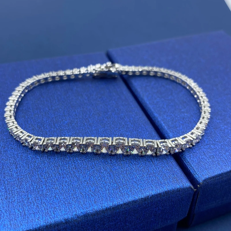 Sunite Luxury Gradient 5mm--3mm Moissanite Tennis Bracelet for Women Men 925 Sterling Silver Bangle Wedding Sparkle Diamond GRA