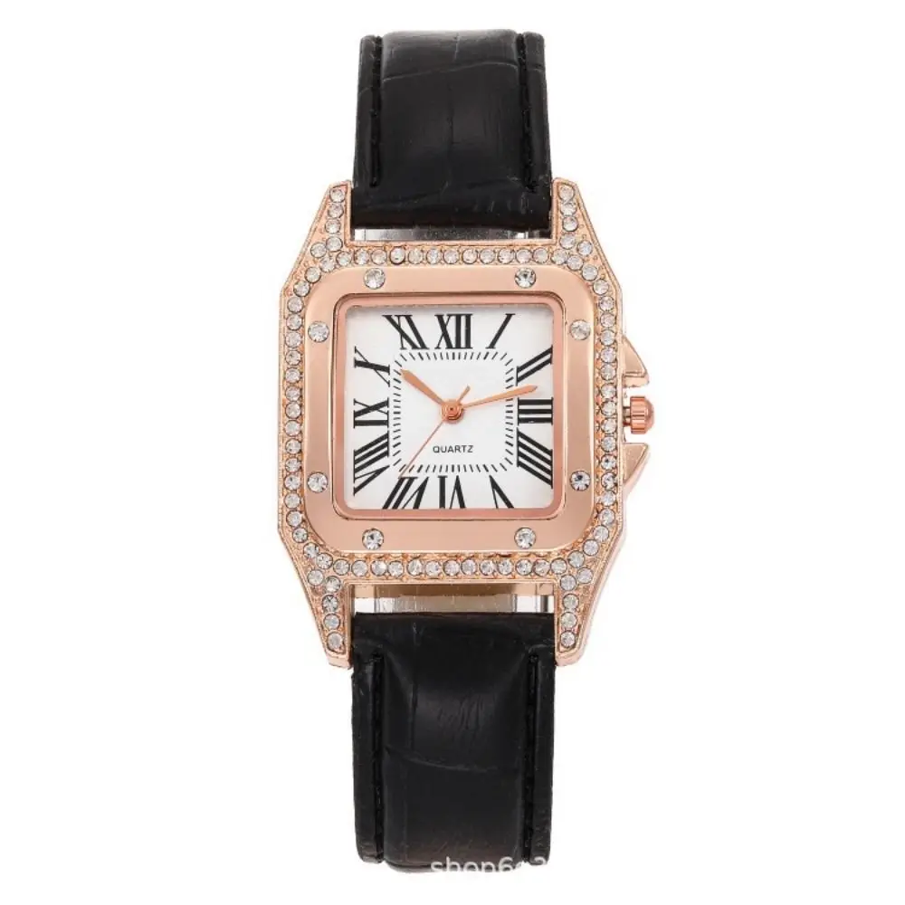 Montre en cuir PU pour femmes et filles, exquise, noir, blanc, rose, rouge, Style Simple, montre-bracelet à Quartz, ceinture en cuir