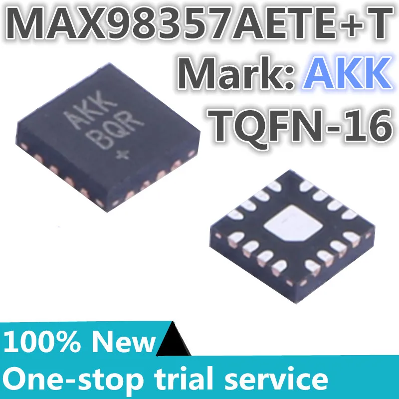 2-100PCS %New stock MAX98357AETE+T mark AKK TQFN-16-EP AB-level performance PCM Class D amplifier chip