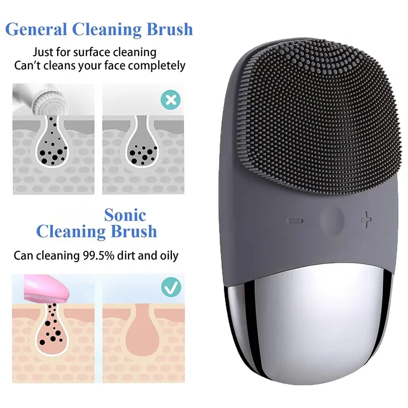 Nuova spazzola elettrica per la pulizia Spazzola per la pulizia dei pori in silicone Soundwave Detergente profondo per il viso