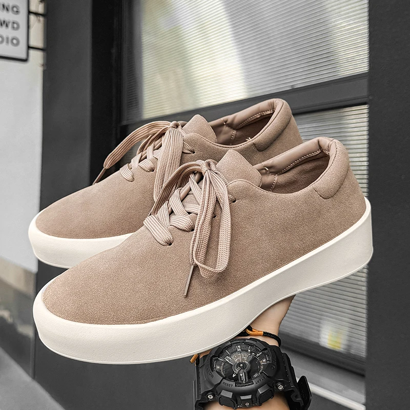 

Brown Platform Board Shoes Man Low-top Lace-up Casual Shoes For Man 2025 Autumn Trendy Designer Men's Shoes zapatos para hombre