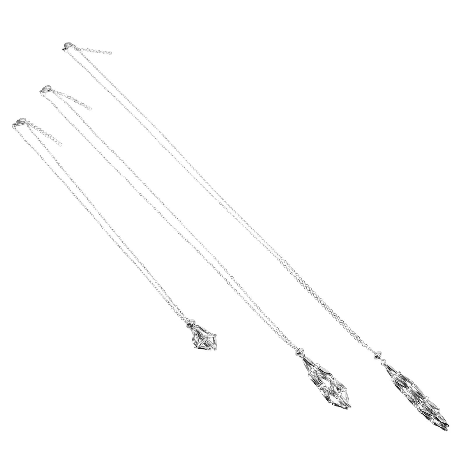 

3Pcs Adjustable Stainless Steel Dreamcatcher Cage Necklace Crystal Pendant Holder for DIY Jewelry Making Crystal Necklace Cage