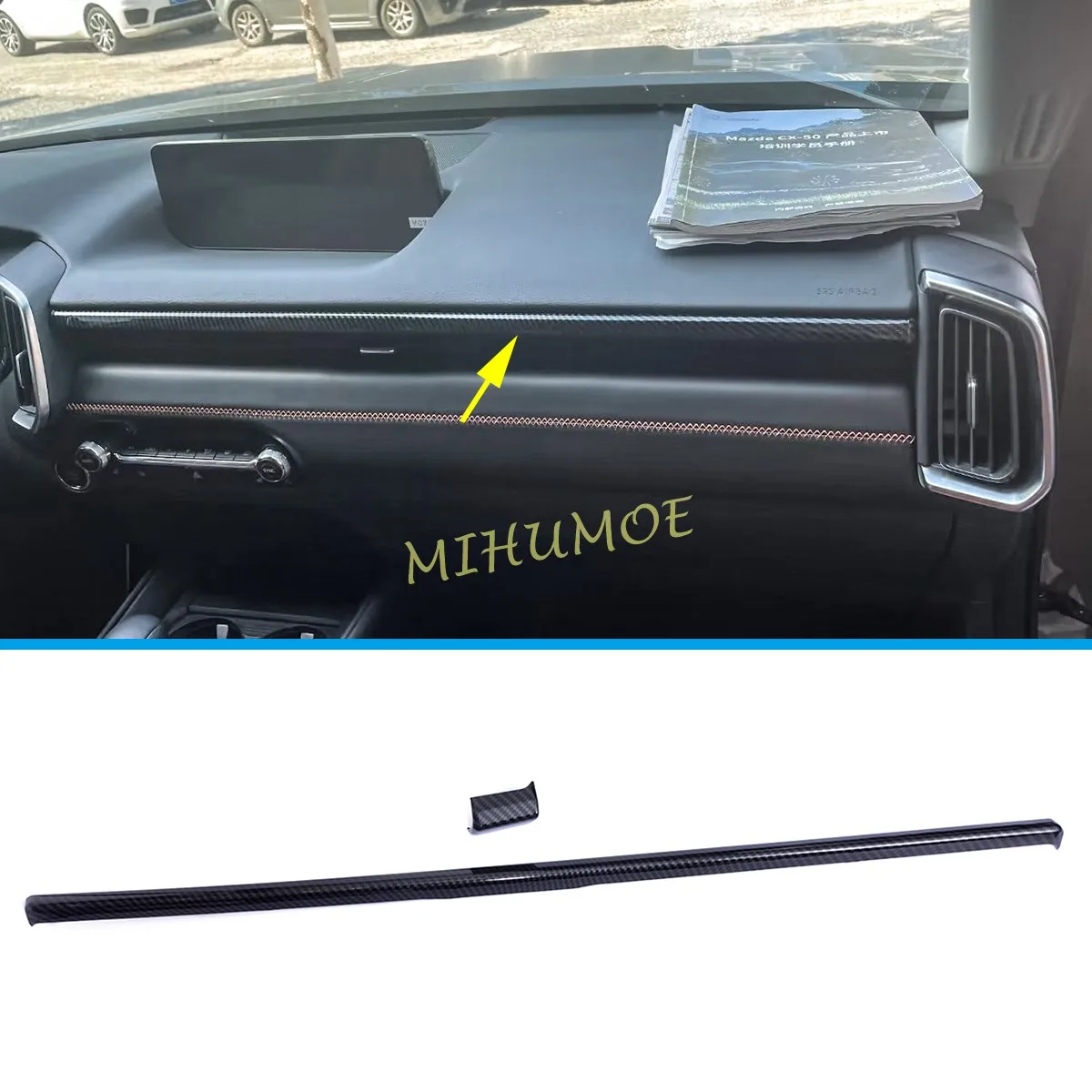 For Mazda CX-50 CX50 2023 2024 2025 Car Center Console Dashboard Panel Decor Strip Auto Carbon Fiber Style Interior Accessories