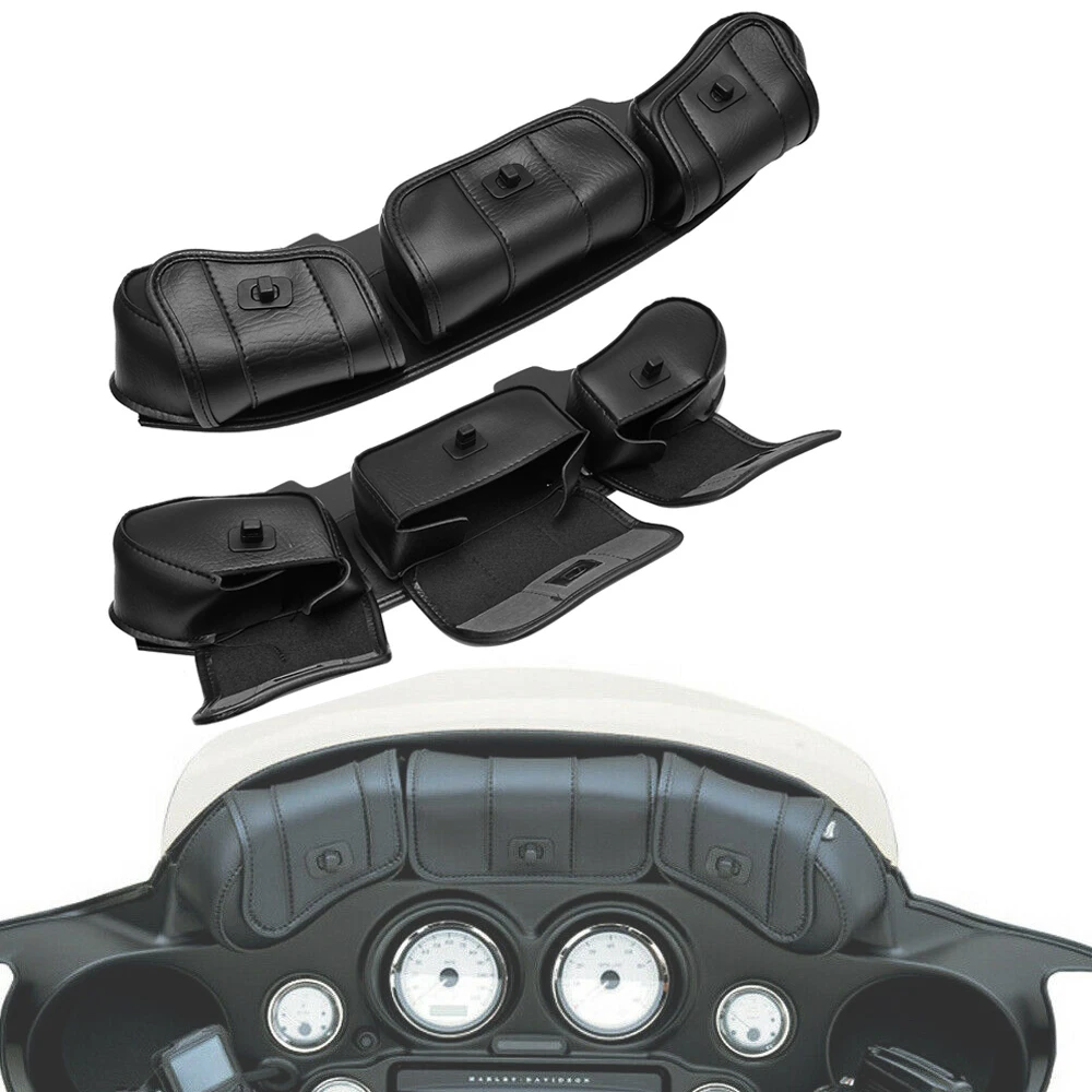 Moto nero 3 tasche parabrezza Batwing carenatura borsa per Harley Touring Electra Street Glide 1996-2013 2012 2011 2010