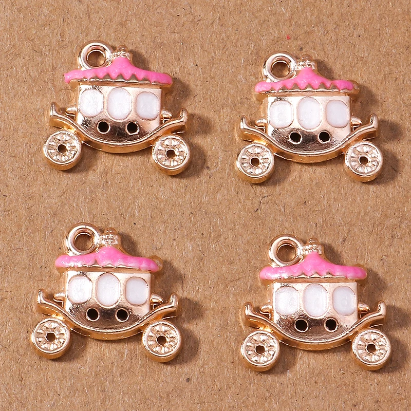 10 Stück 15*14mm Emaille Kürbiskutsche Charms Anhänger für die Herstellung von Ohrringen Halskette Armband DIY Schmuck Zubehör Zubehör – Detail 4