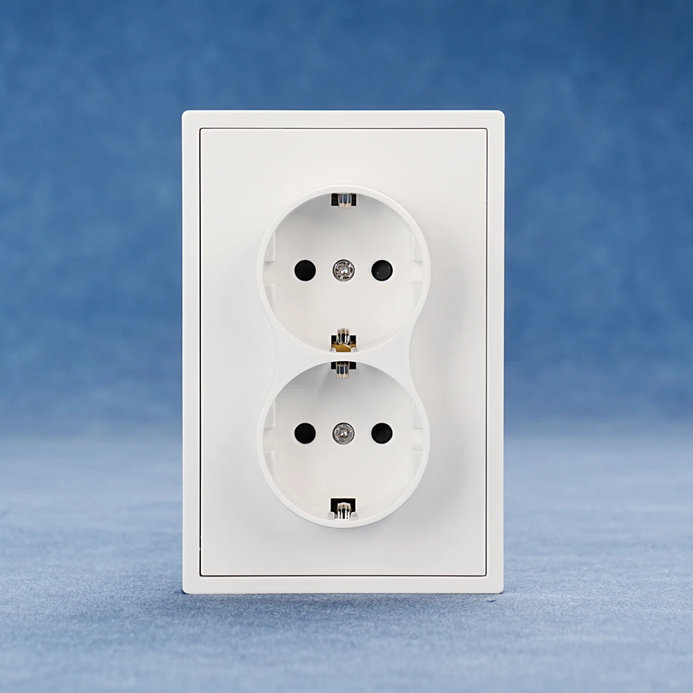 

European standard Double German socket PC panel 16A wall socket 250V ce Rohs certification