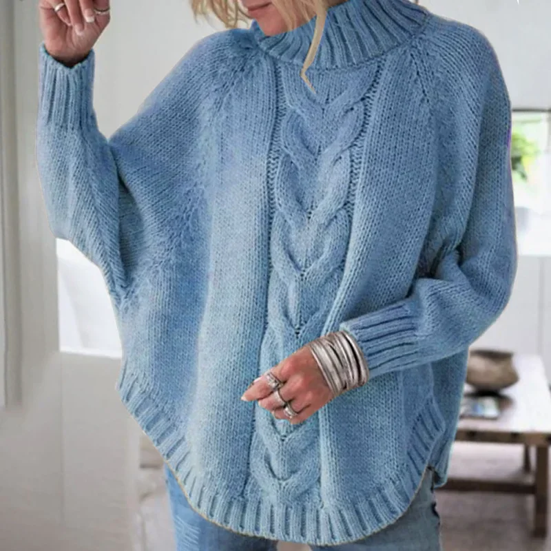 Fashionistas Attention: Cable Knit Batwing Sweater with Oversized Fit