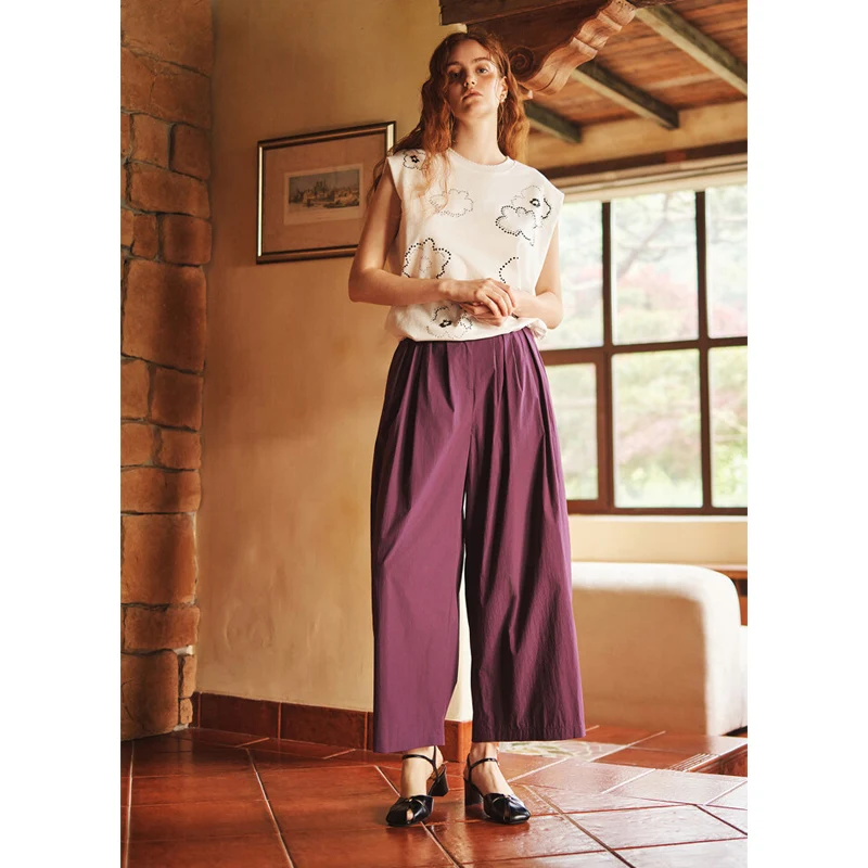 

Женские повседневные брюки Selfwill свободного кроя с широкими штанинами, на резинке, с высокой талией, прямые, в трех цветах