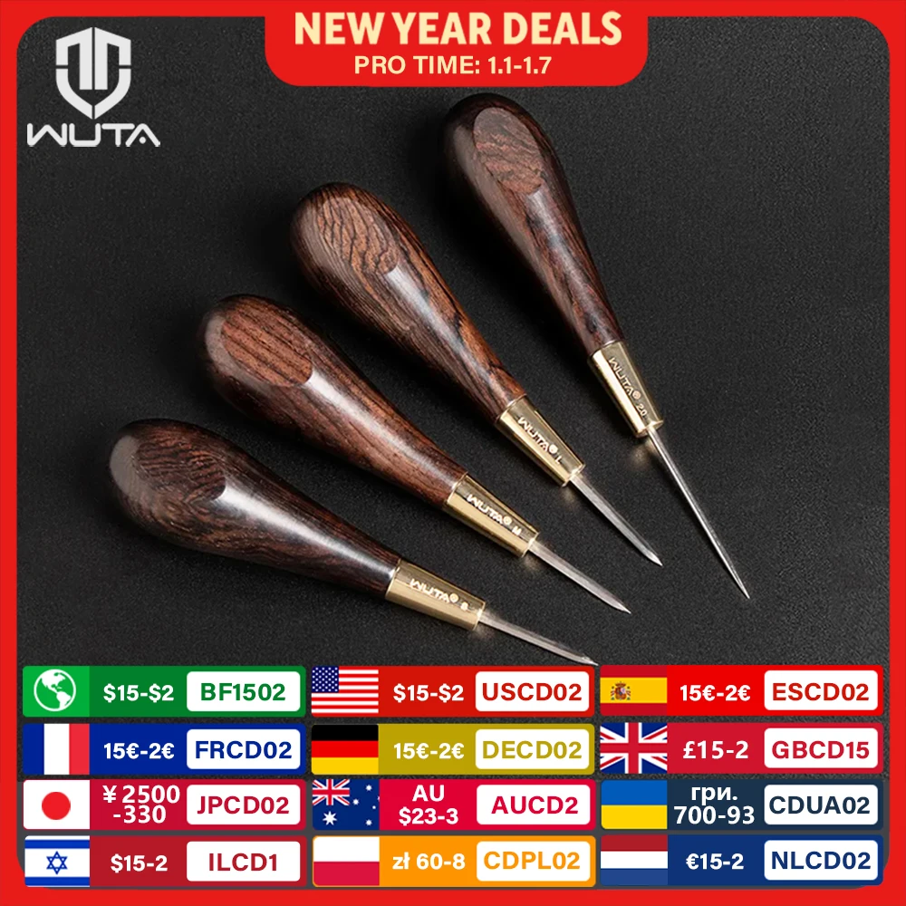 Leather Stitching Awl Second Gen with Ebony and Brass