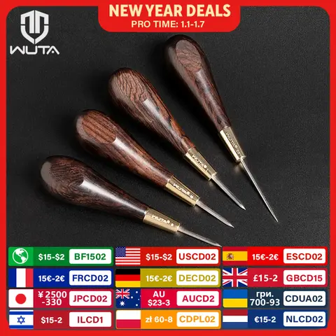 Leather Stitching Awl Second Gen with Ebony and Brass WUTA