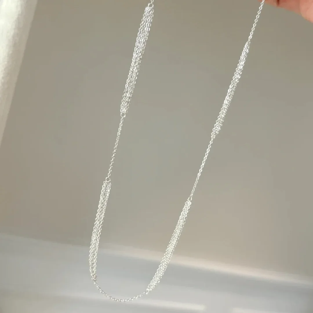 Fashionable Multi Layer Fringed S925 Sterling Silver Necklace Niche Design Temperament Collarbone Chain Women S Elegant Jewelry