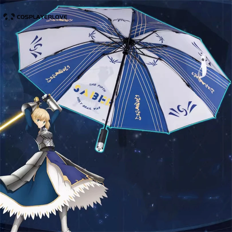 FGO/fate saber Automatic Umbrella with flashlight Kaitou Kiddo cosplay Manga Peripherals UV Parasol gifts