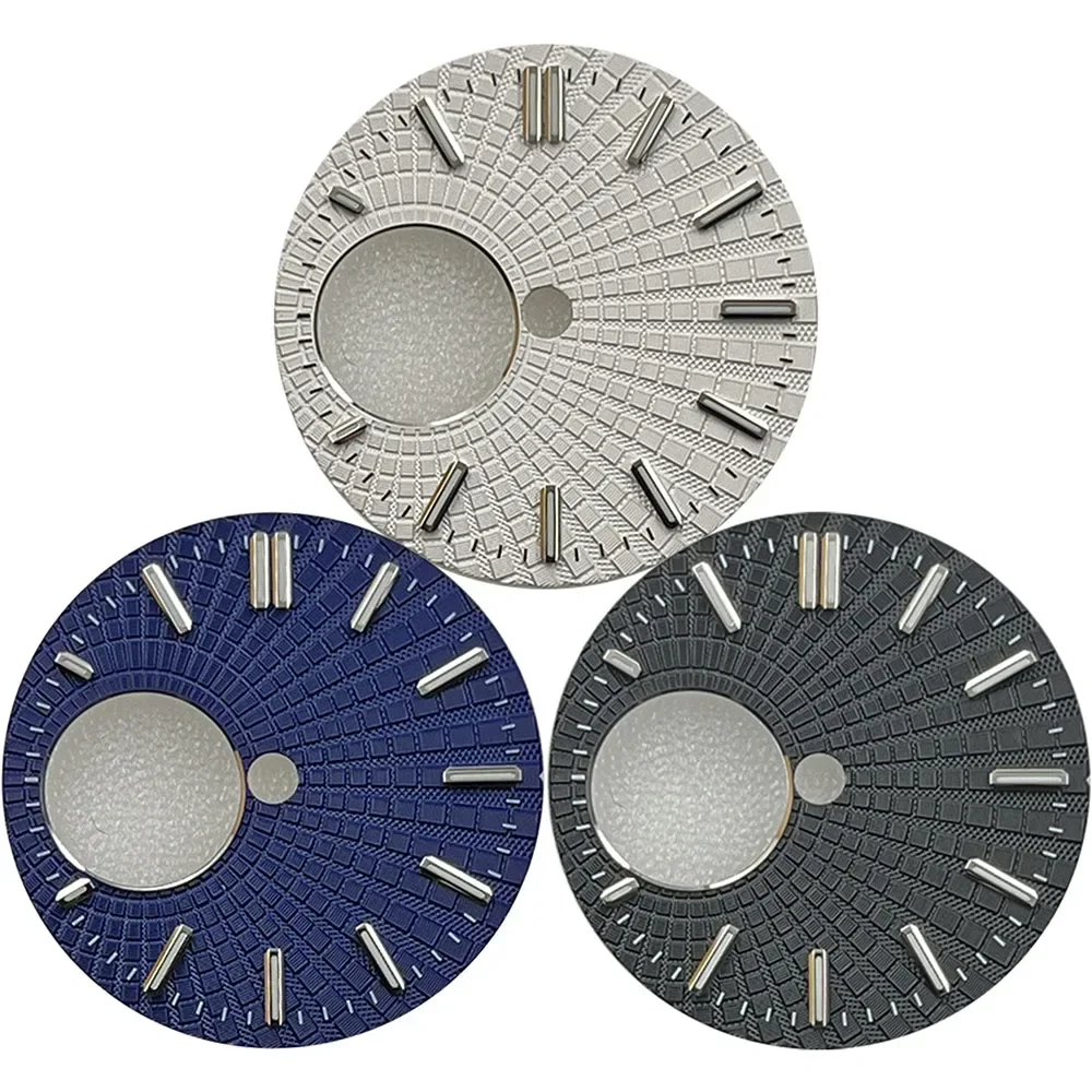 Esfera de reloj Vintage con textura mate Radial hueca de 28,5mm adecuada para movimiento automático NH34/38, caja verde lume nh35, piezas Mod