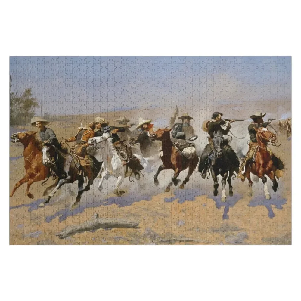 

“Dash For the Timber” by Frederick Remington Jigsaw Puzzle Iq Name Wooden Toy Customizable Child Gift Puzzle