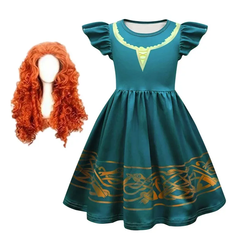 l2025l Halloween Hot Movie Brave Merida Costume for Girls Halloween Princess Dress Wig Kids Carnival Fantasia Children Xmas Part