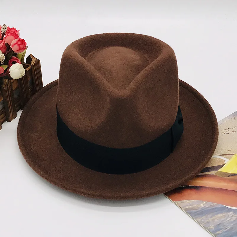 Factory Supply Winter Fashion Wool Bucket Hat For Men Jazzy British Style Bowler Hat Feast Street Dress High-end Fedoras Hat