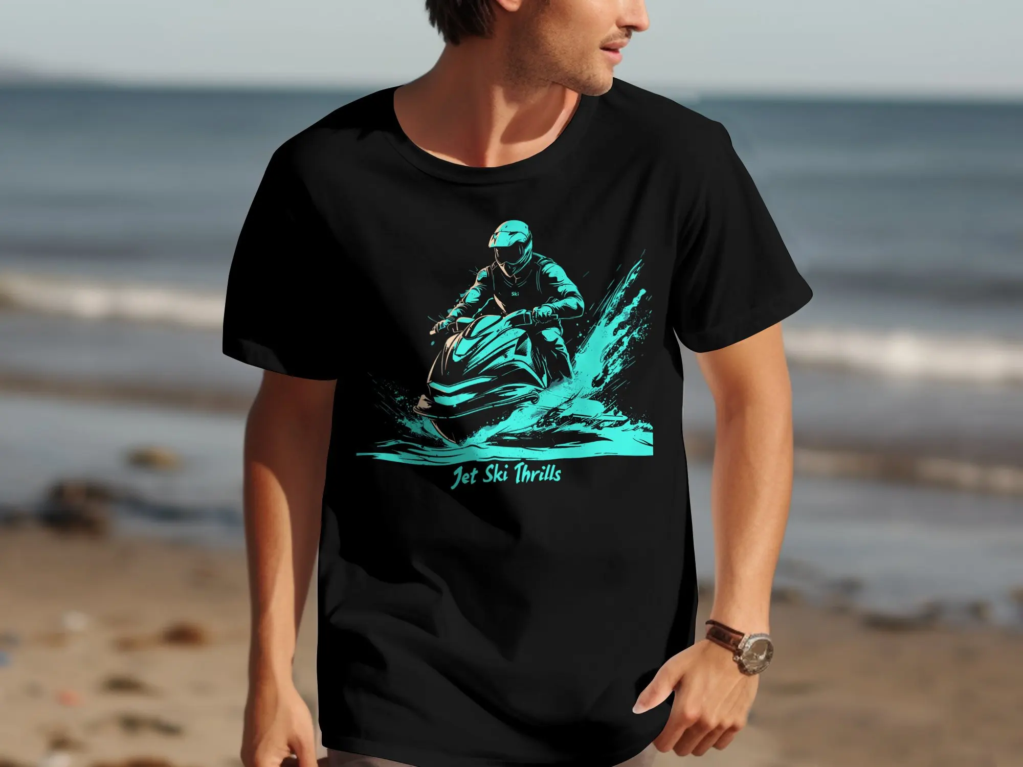 Jet Ski Thrills T Shirt Water Sports Enthusiast Adventure Lovers Apparel Extreme Beach Vacation Outfit