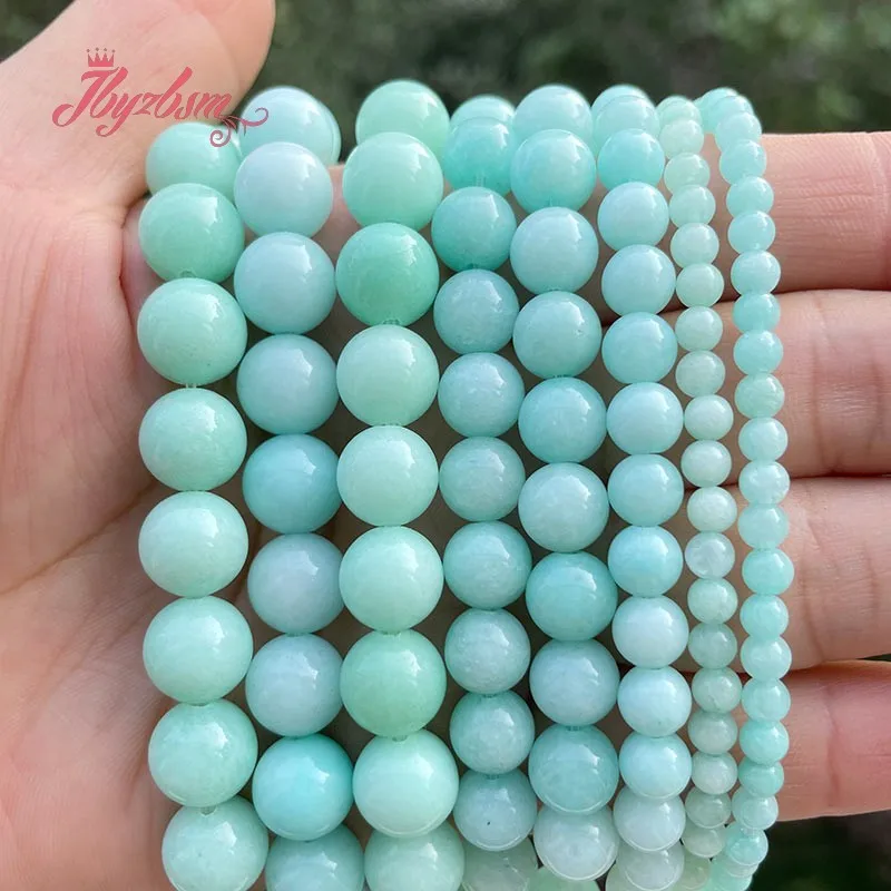 Amazonite Jades Blue Round Bead For Jewelry Making Strand 15\