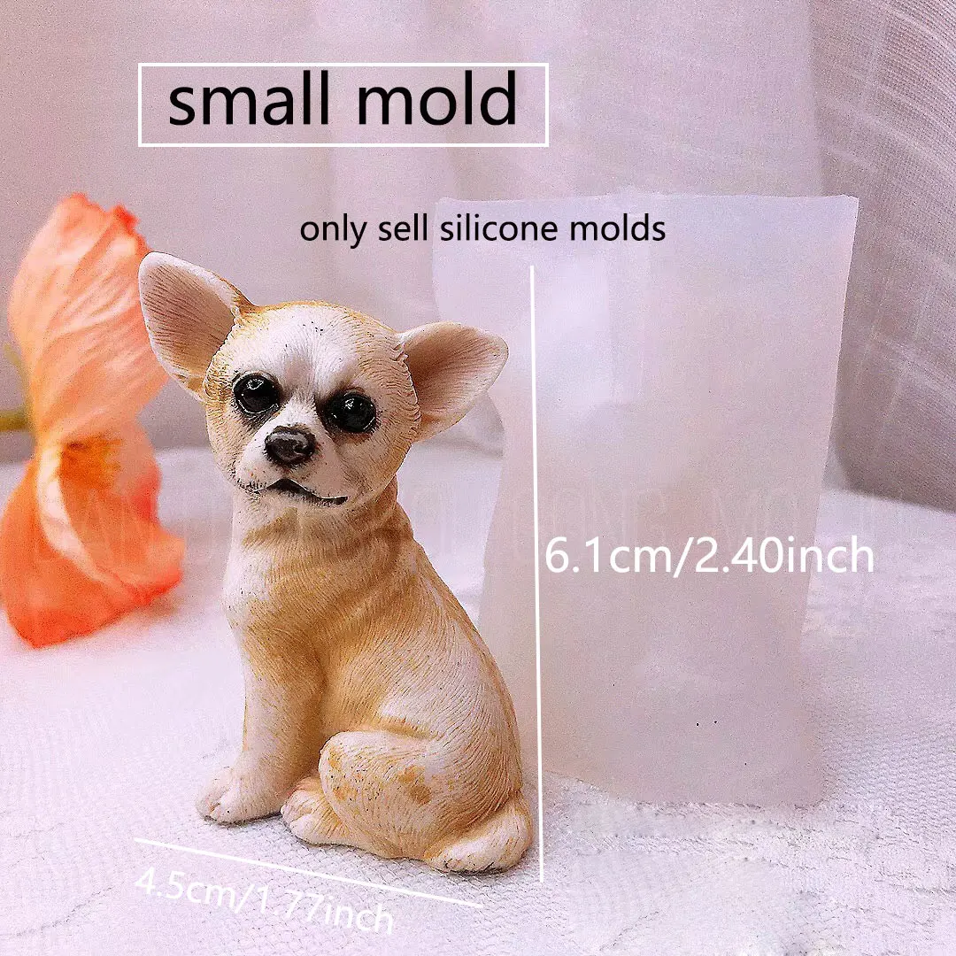 Cute Chihuahua Epoxy Resin Mold Pet Dog Plaster Souvenir Silicone Mould Animal Mold