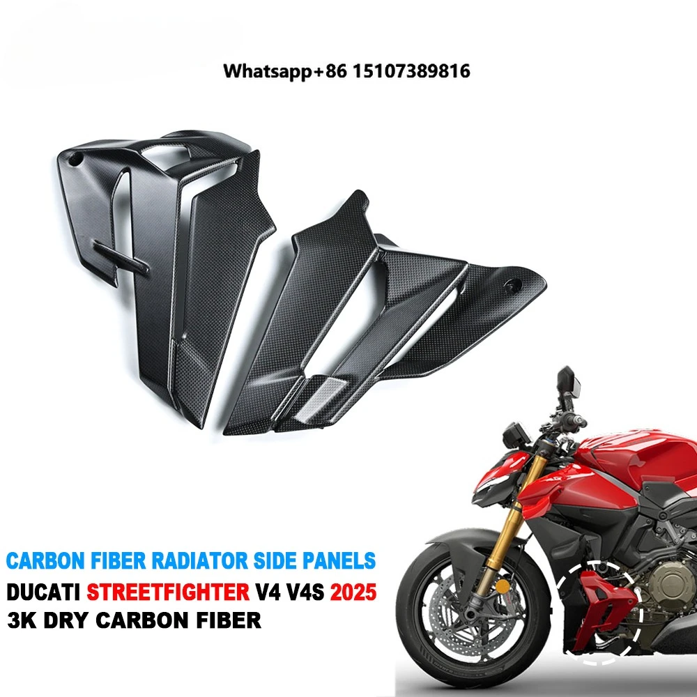 Dry Carbon Fiber Motorcycle Radiator Side Panels for Streetfighter V4 V4S 2025