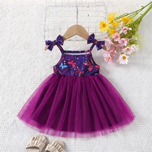 Kleid aus Ärmel ohne Baby, frisches Netz, Druckbogen, Sommer, neu, 0-3 Jahre alt 10 Hauptverkaufskleid Baby Party Kleid 1 Jahr - №9