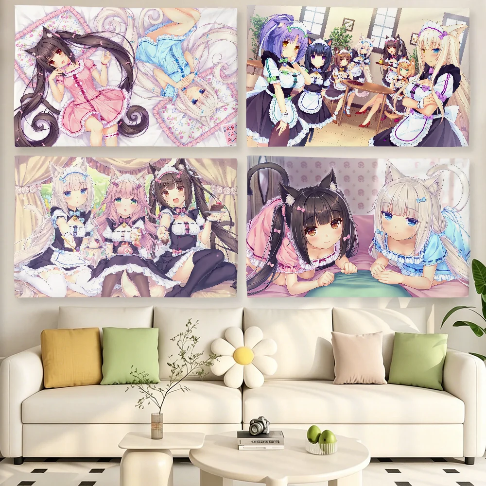 Klassische schöne N-Nekopara-Mädchen-Flagge für Wohnzimmer, Zuhause, Wohnheim, Dekoration, Wand, Outdoor, Camping, Party, Banner, Geschenke