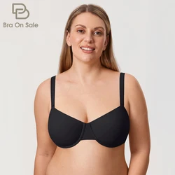 Women's Inbarely Plus Balconette Bra Plus Size Full Coverage Seamless Unlined Underwire Non Padded Bras B-DD E F G