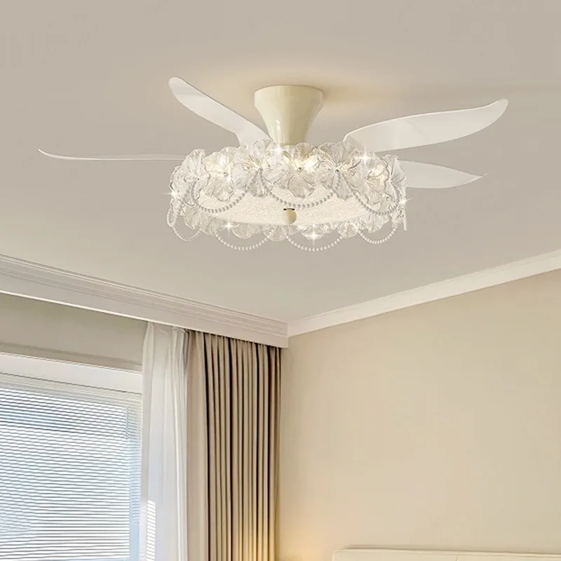 Retro Style Remote Control Ceiling Fan Light with Variable Frequency Three Color Dimming for Home Living Room And Restaurant