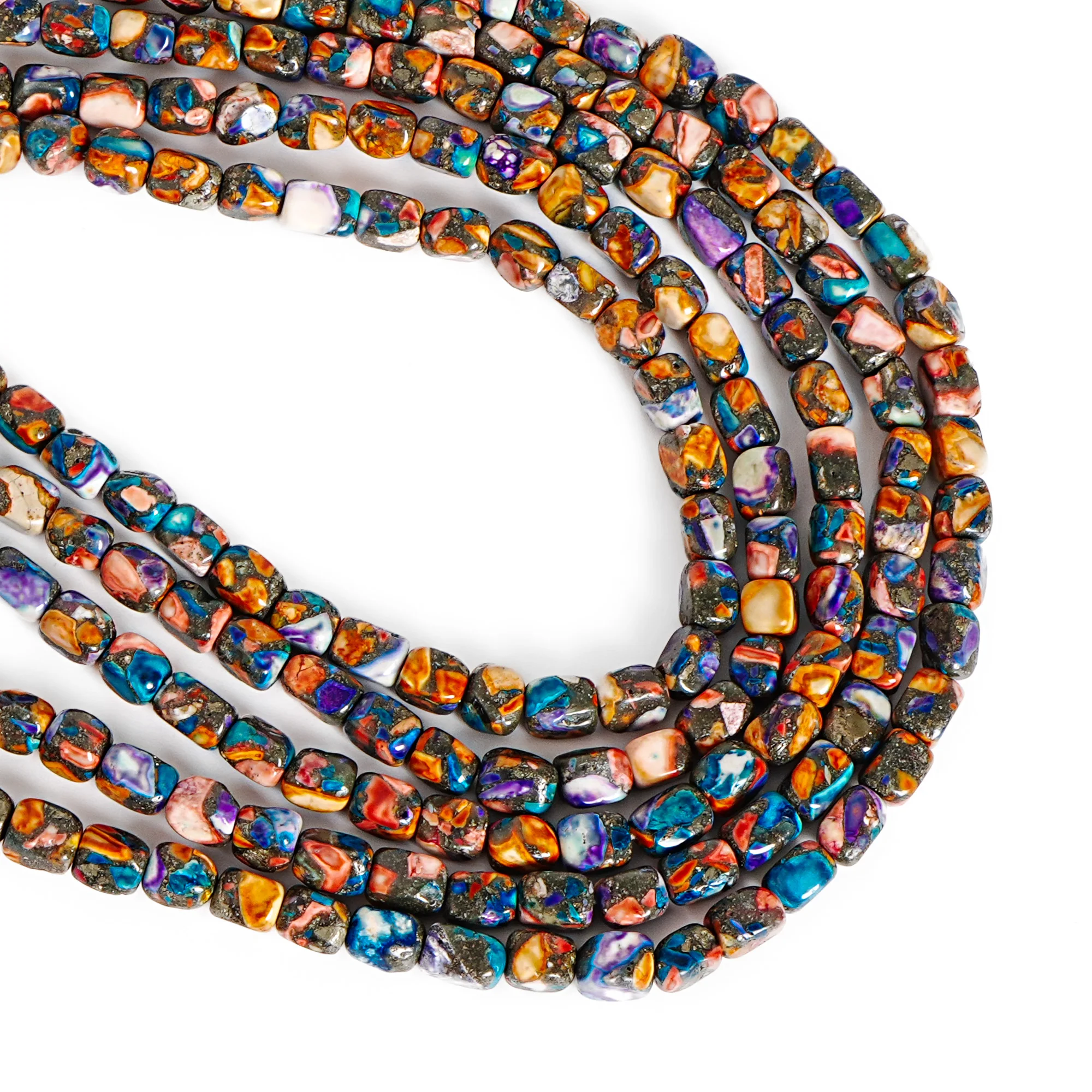 5x7MM Gold Thread Multicolored Turquoise Beads Dyed Rounded Irregular Barrel Loose Beads For DIY Jewelry Making Accessories DIY