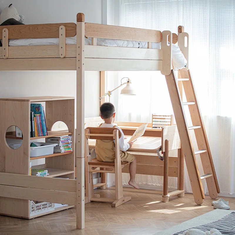 Solid wood children's bed Tree house Mother and child High and low Children's house Upper and lower