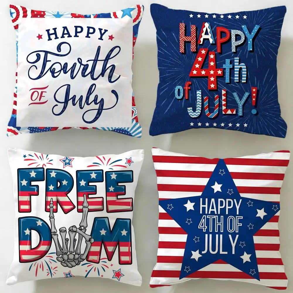 Holiday Independence Day Cushion Cover Soft & Easy-Wash Pillow Case – Versatile for Couch, Bed, Travel and Office