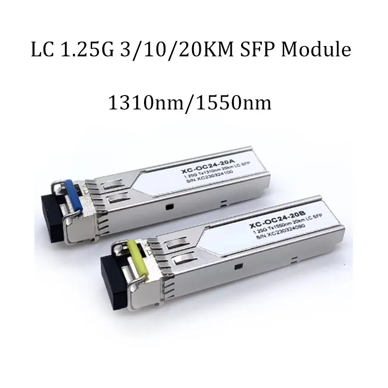 

LC 1,25G 3/10/20KM SFP модуль Simplex одномодовый LC Simplex волоконный соединитель 1310nm/1550nm гигабитный коммутатор Ethernet