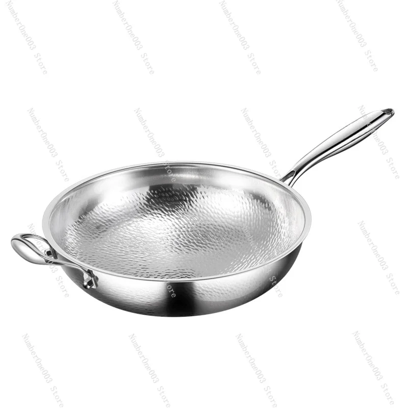 Pan Pure Titanium Wok Uncoated Non-stick Pan Fish Scale Hammer Titanium Wok Household Wok Induction Cooker