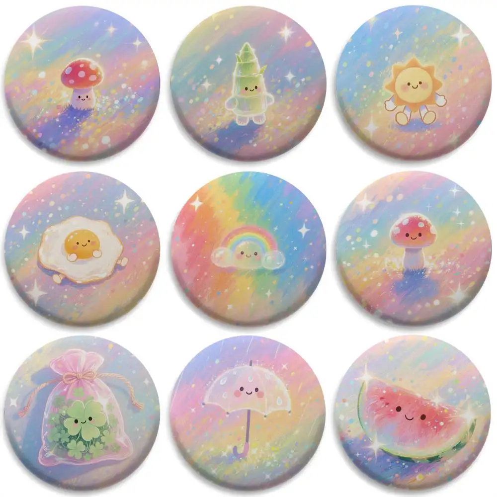 

Loveliness Cute Girl Star Cartoon Badges Round Exquisite Badge Brooches Creative Pins For Clothes Hat Backpack Gift Accessories